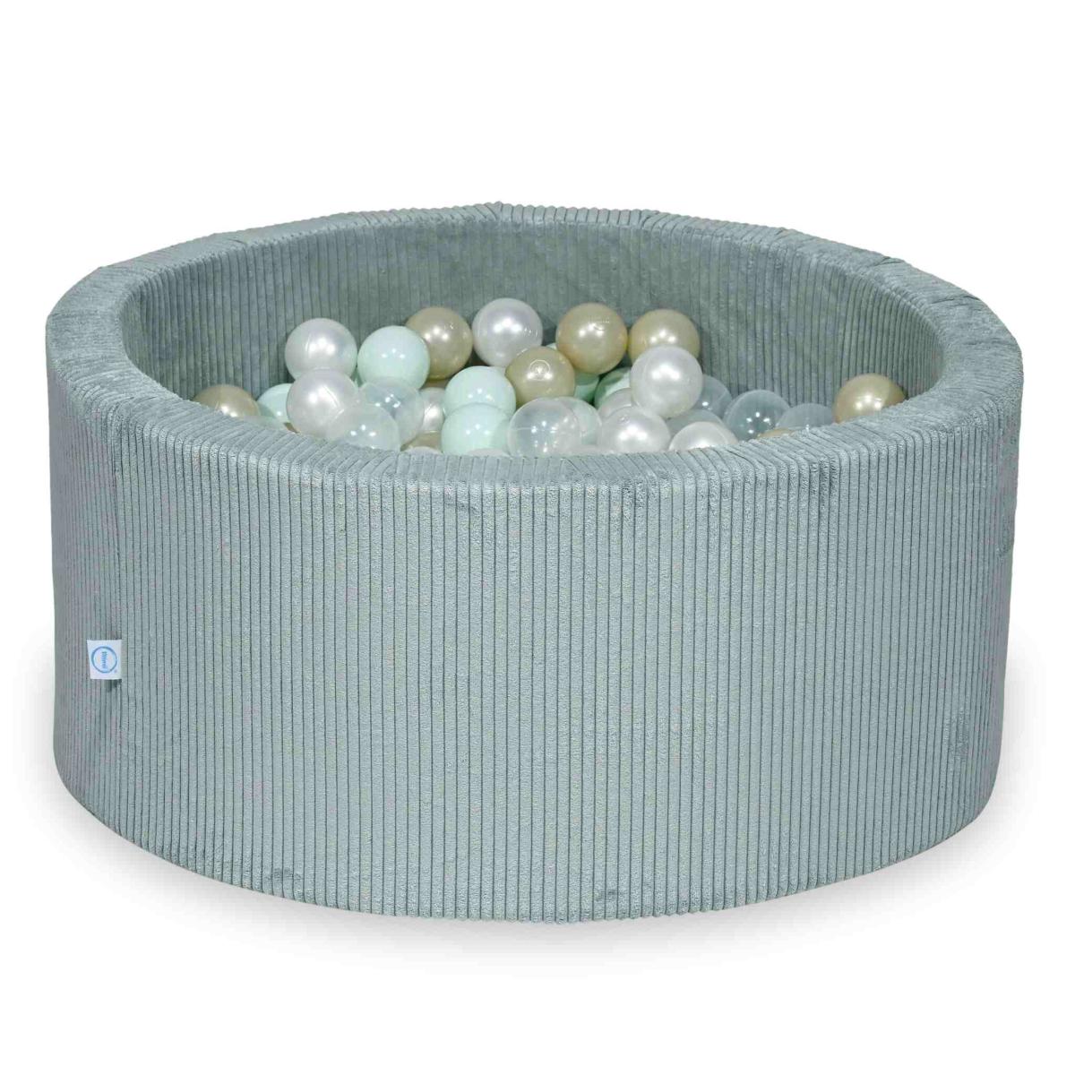 Suchy basen 90x40 Sztruks Jasna mięta 300 piłek: przezroczyste, perłowe, jasnomiętowe, jasnozłote