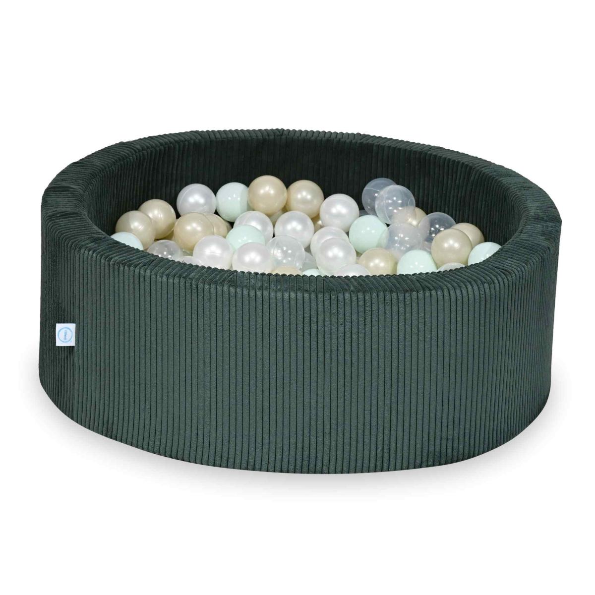 Suchy basen 90x30 Sztruks Zielony 200 piłek: przezroczyste, perłowe, jasnomiętowe, jasnozłote