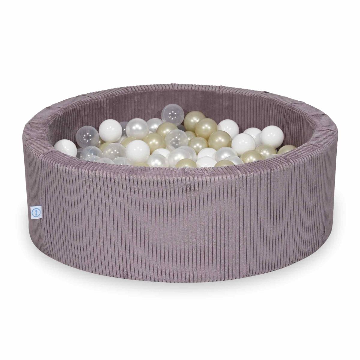 Suchy basen 90x30 Sztruks Lavender 200 piłek: przezroczyste, białe, perłowe, jasnozłote