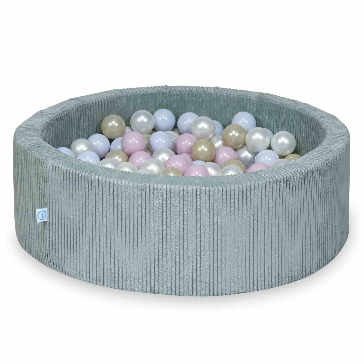 Suchy basen 90x30 Sztruks Jasna mięta 200 piłek: perłowe, jasnozłote, różowe jasne perłowe, błękitne jasne perłowe