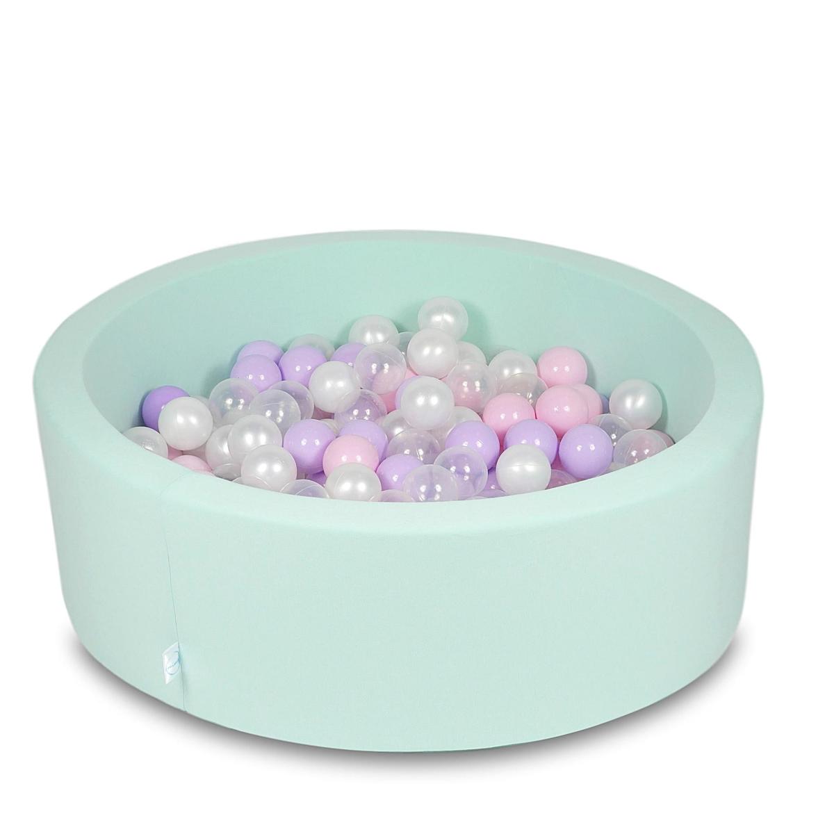 Bällebad 90x30cm Minze mit Bällen 200 Stück: hellrosa, perle, transparent, heidekraut